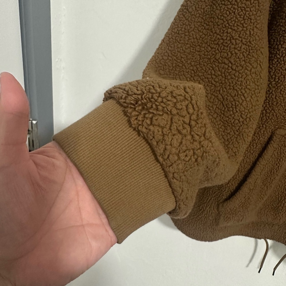 Original Use Brown Sherpa Faux Fur Hoodie Pullover – Men’s Medium - Picture 6 of 9